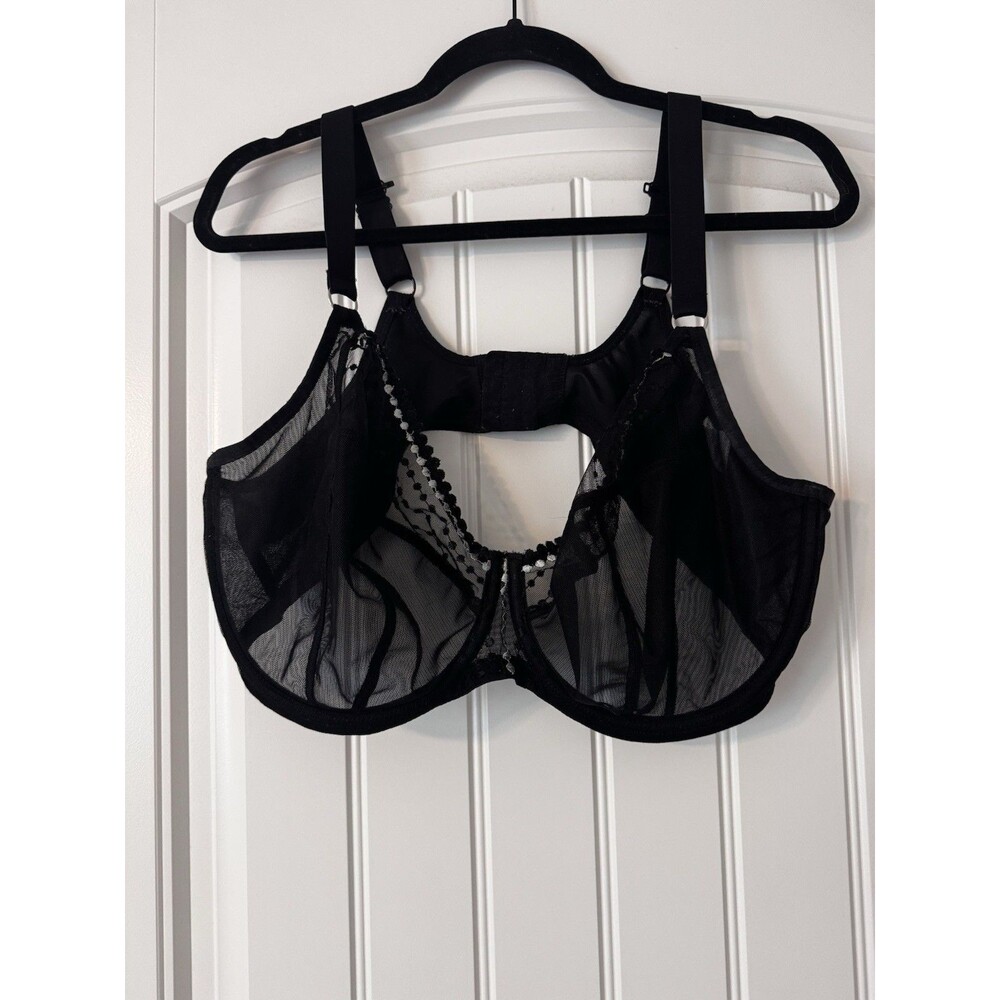 Elomi EL8900 Women’s 42H Black Sheer Underwire Bra Unlined Strappy Lace